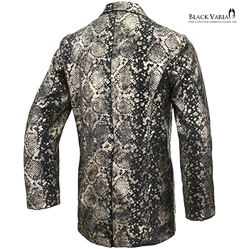 Amazon | BlackVaria ロングジャケット パイソン柄 蛇 ゴールド