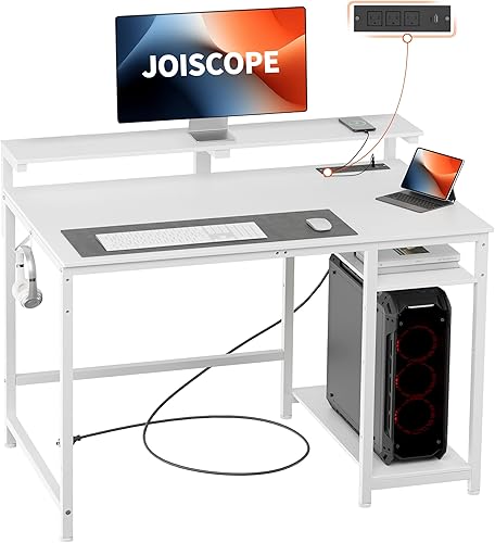 Escritorio para computadora con estantes, escritorio de 40 pulgadas con estantes, escritorio de oficina en casa con almacenamiento, escritorio con