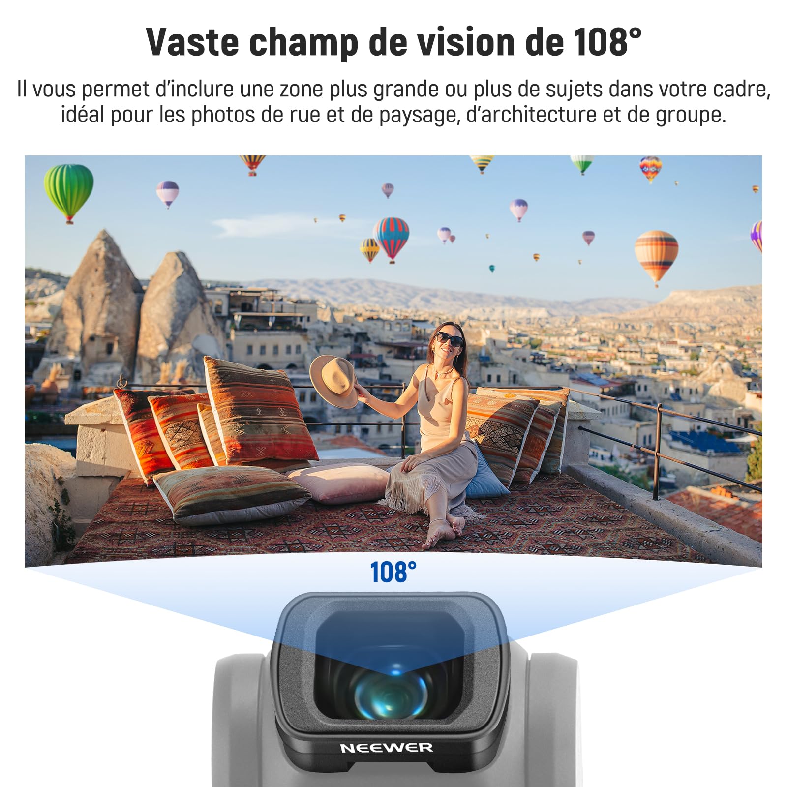 NEEWER Objectif Grand Angle 0,75x Compatible avec DJI OSMO Pocket 3, Champ de Vision étendu de 108°, lentille asphérique à revêtement magnétique, Accessoire Action Cam, LS-45