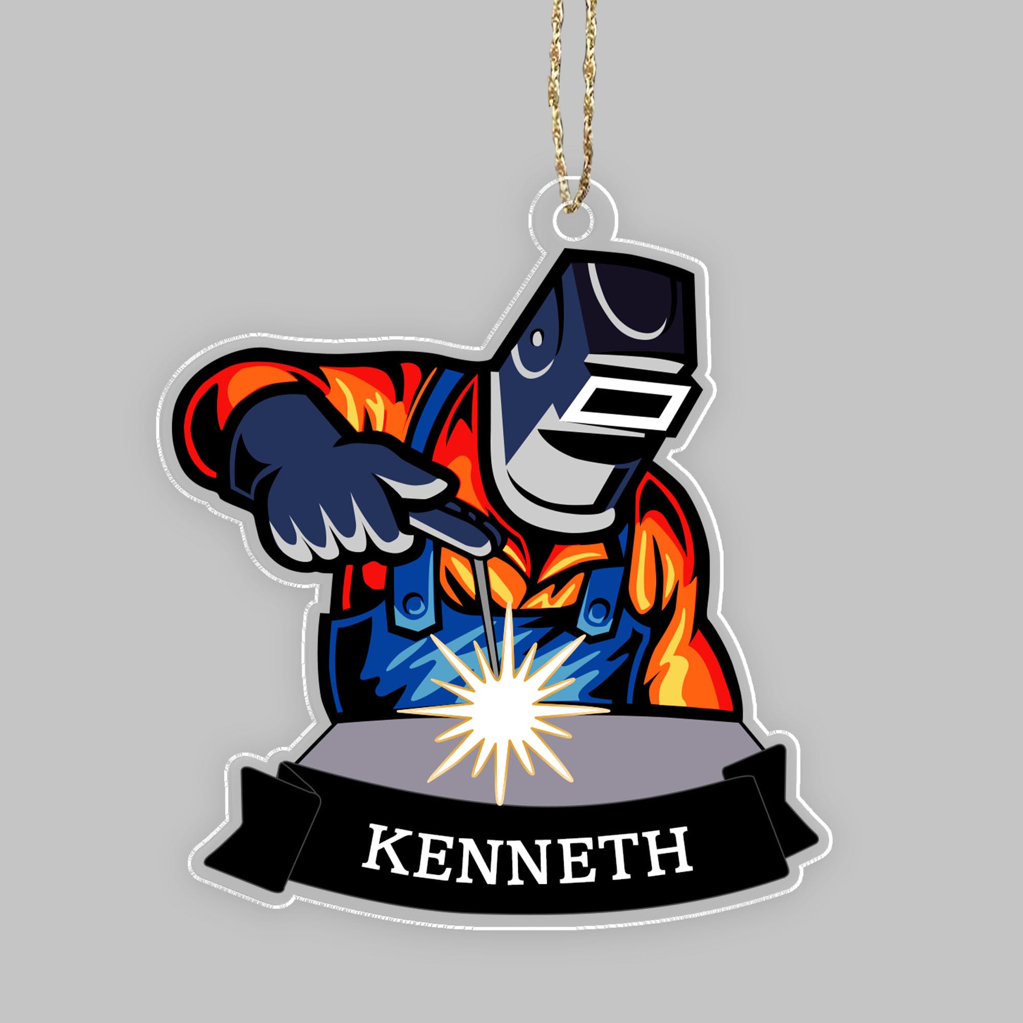 Personalized Welder Christmas Ornament, Custom Name Welder Metal Worker Ornaments for Xmas Tree, Welder Union Worker Ironworker Ornament Decorations, Metal Worker Gifts for Men, Husband, Dad - Acrylic