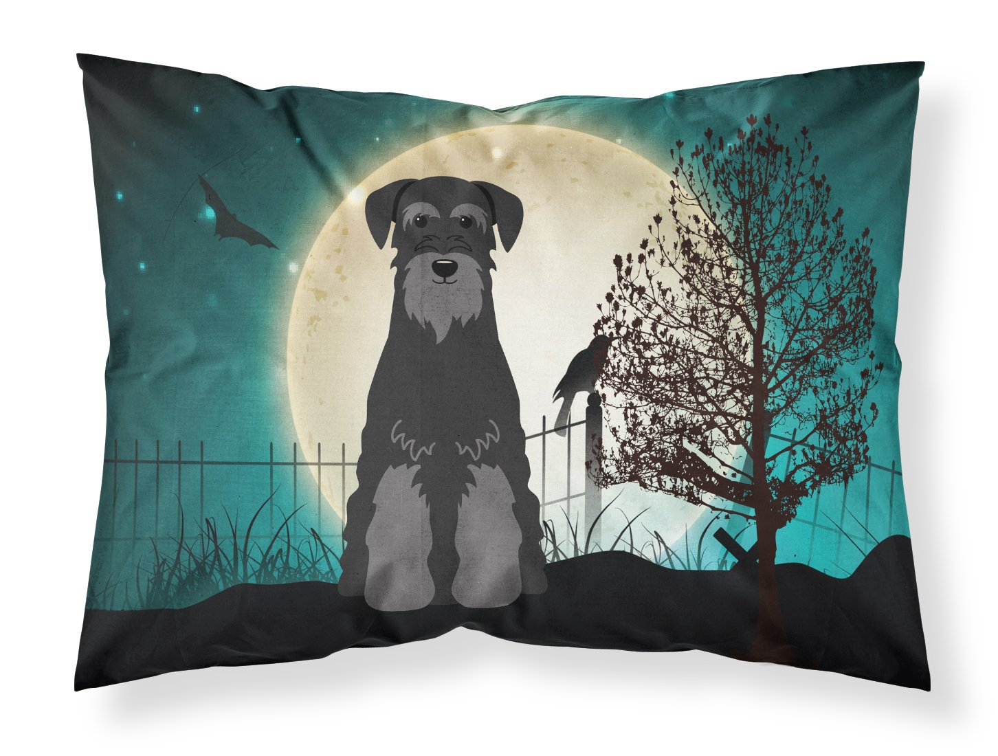Taie d'oreiller Schnauzer tissu noir anti-terne housse lit standard Halloween