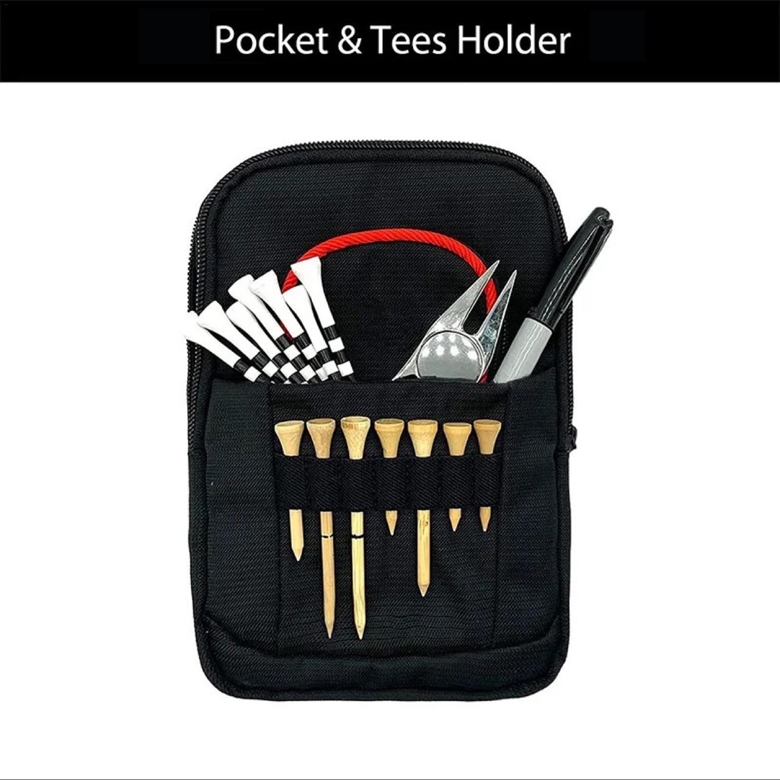 Golf-Tee-Organizer | Golf-Zubehörhalter mit Clip | Golfte-Tasche mit mehreren Fächern | kompakte Golfball- und Tee-Organizer-Tasche | funktionale Aufbewahrungslösung für Golfer