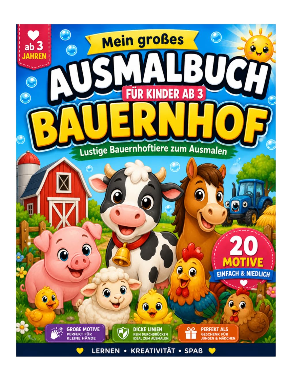 Mein großes Ausmalbuch Bauernhof: Lustige Bauernhoftiere zum Ausmalen