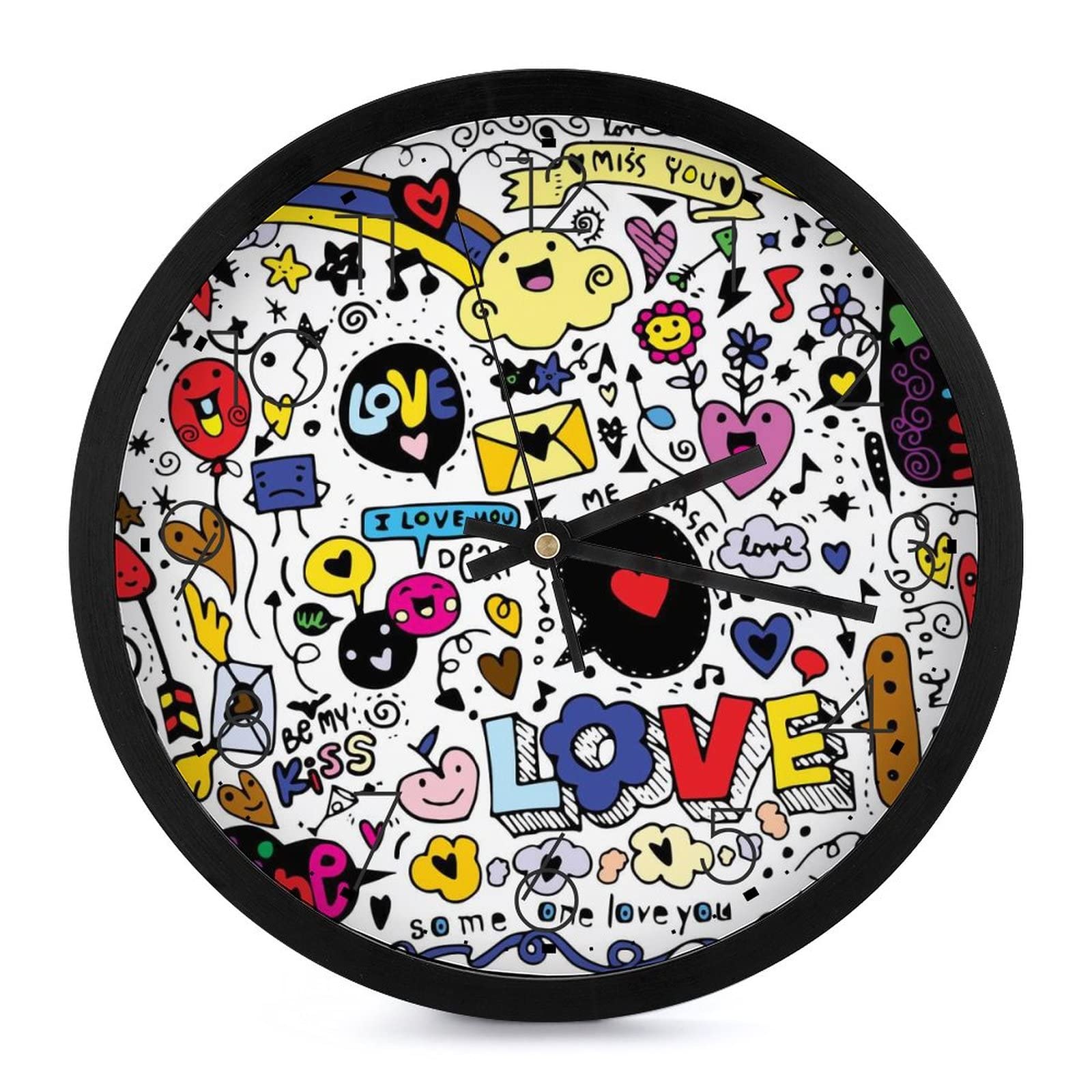 Pendule murale silencieuse moderne Message d'amour de 25.4 cm pour bureau et maison