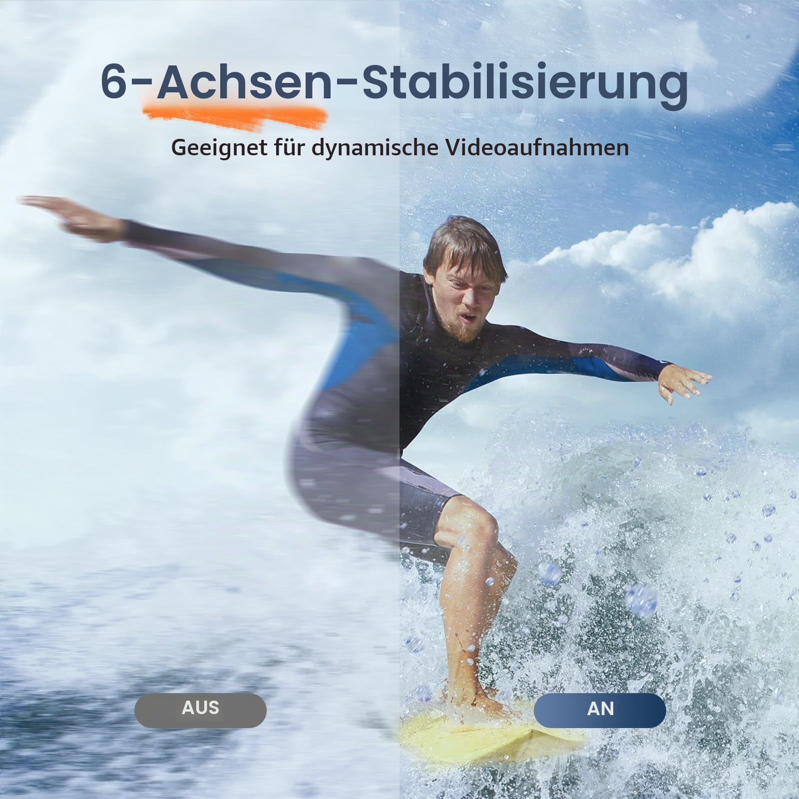 4K60fps Touchscreen Action Cam, Unterwasserkamera mit 64G SD Karte 48MP WiFi Kamera 8X Zoom, Helmkamera mit 6-Achsen Stabilisierung Sportkamera mit 2 * 1350 mAh Akkus Helmhalterung Zubehör Kits