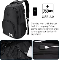 YAMTION Nagy Méretű Hátizsák 17,3 Hüvelykes Laptophoz - Unisex Iskolatáska Diákoknak, Egyetemistáknak - Fekete Notebook Táska Munkához 7