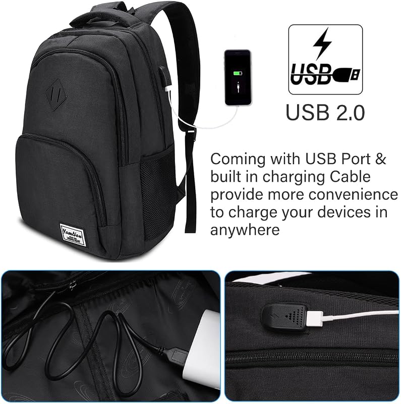 YAMTION Nagy Méretű Hátizsák 17,3 Hüvelykes Laptophoz - Unisex Iskolatáska Diákoknak, Egyetemistáknak - Fekete Notebook Táska Munkához