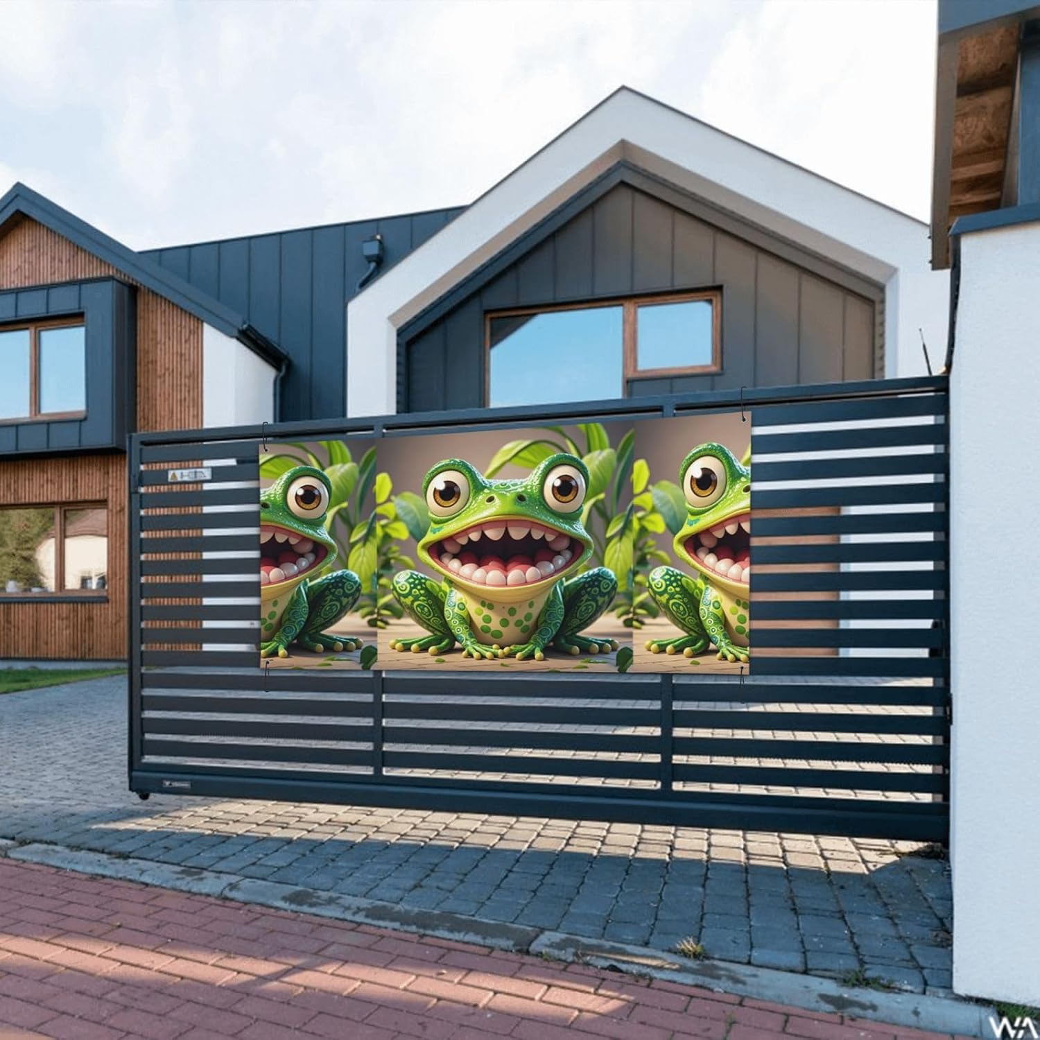 Frog with Mouth Open Cartoon Banner Party Decor Backdrop Banner Birthday Party Photography Background Decorations 47 x 24 Inch Flag Indoor Outdoor Wall Decor Banner Party Supplies Favors image 4