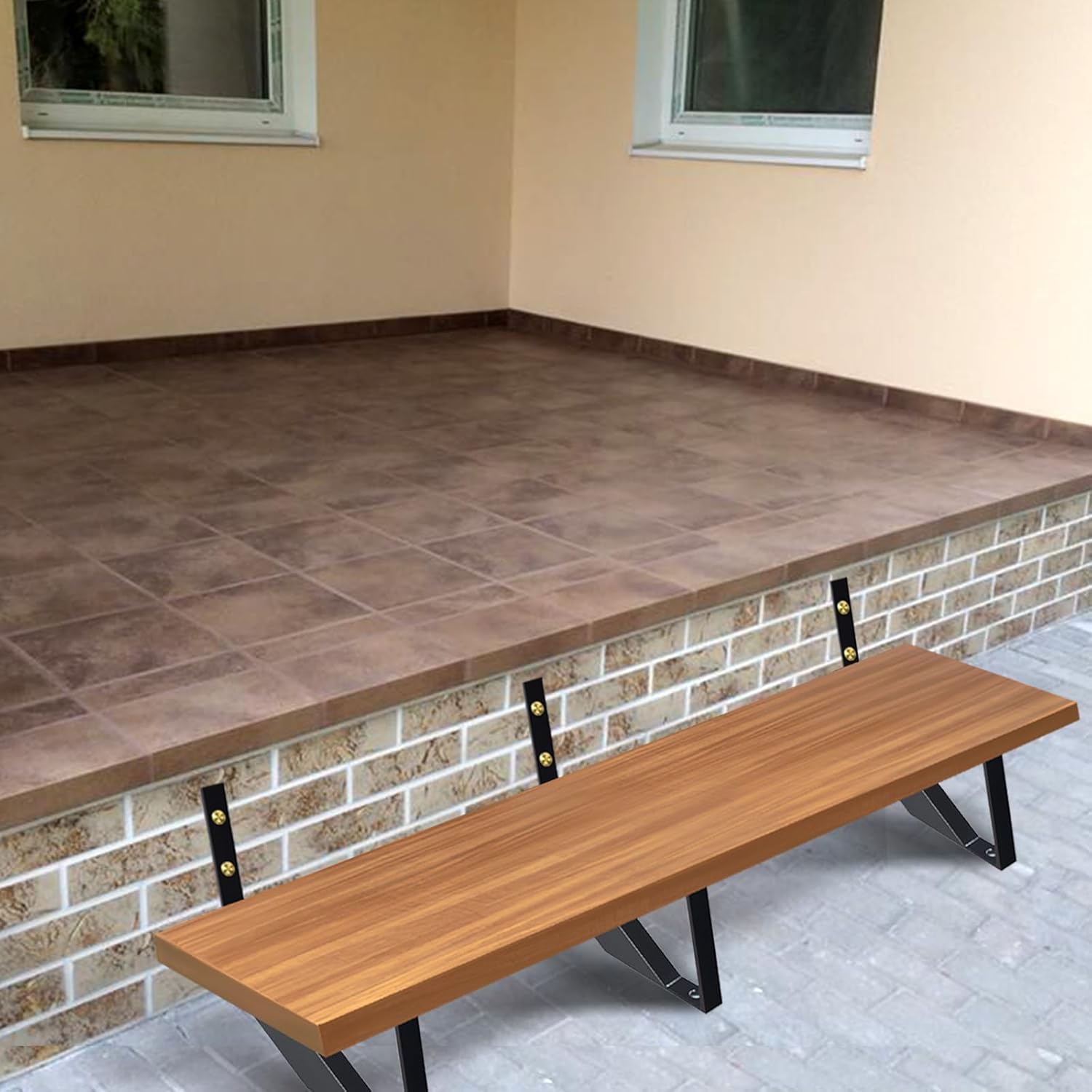 Heavy Duty Steel Stair Stringer 1 Step, Metal Stair Riser for Deck Height 11.9 inches, Steel Porch Steps Deck Stairs for Outside Stairs 3 Pack