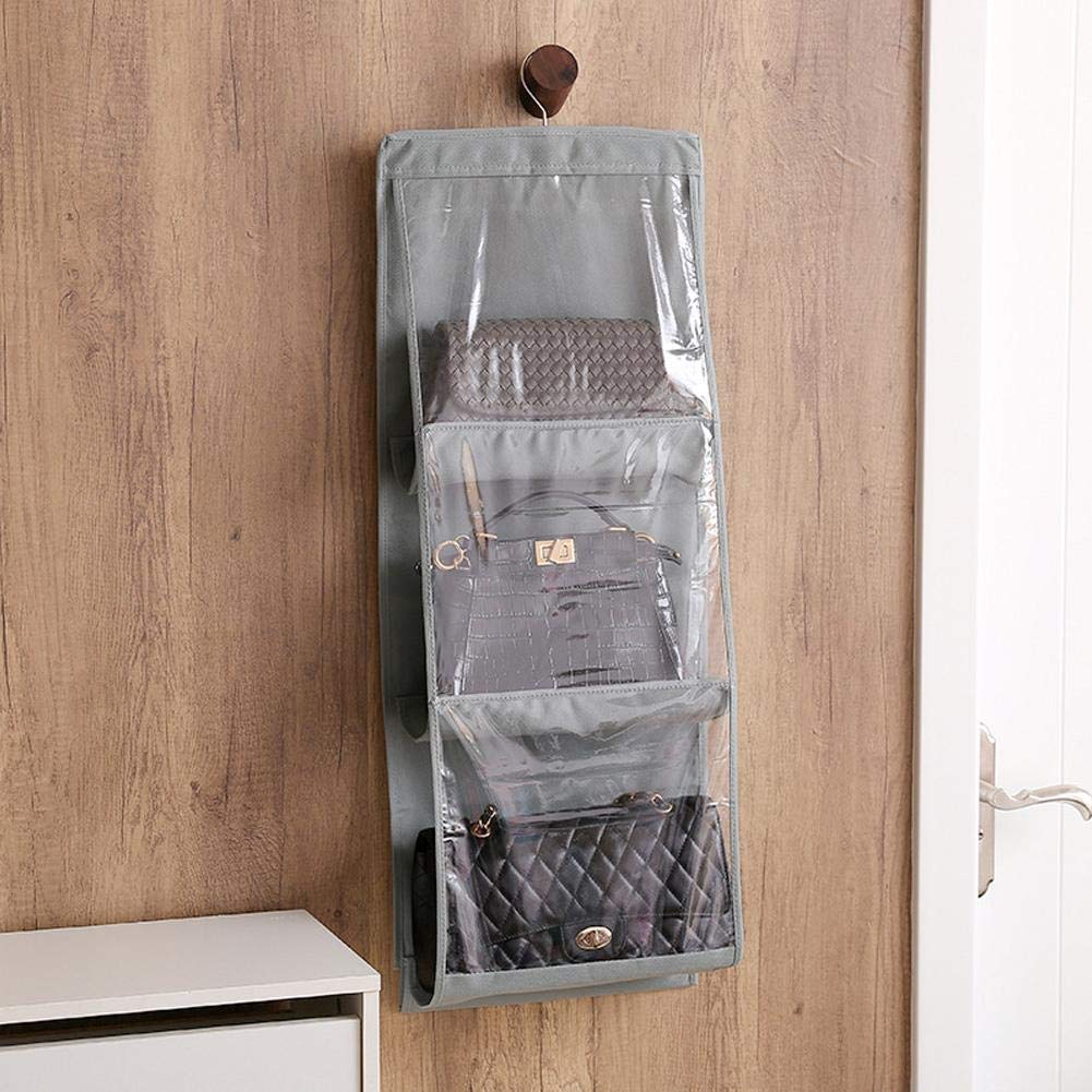 Sac De Rangement Suspendu MEMOFYND - 8 Compartiments Transparents - Gris - 35x90 Cm