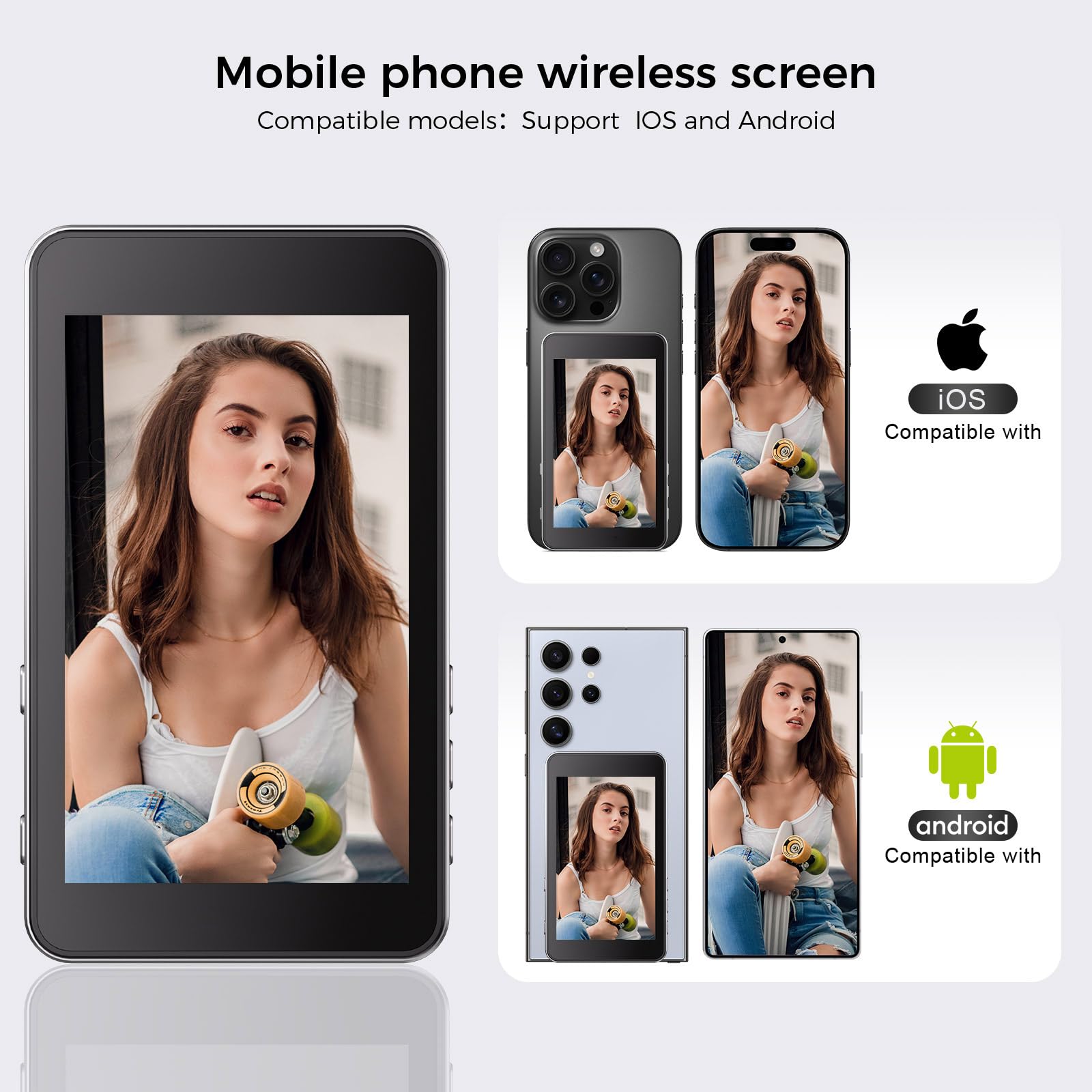 Vlog Selfie Monitor Schermo, Monitor Magnetico Telefono 4K 60fps con Telecomando Bluetooth, Monitor Fotocamera Posteriore per Live Stream TikTok, Compatibile con iPhone e Android