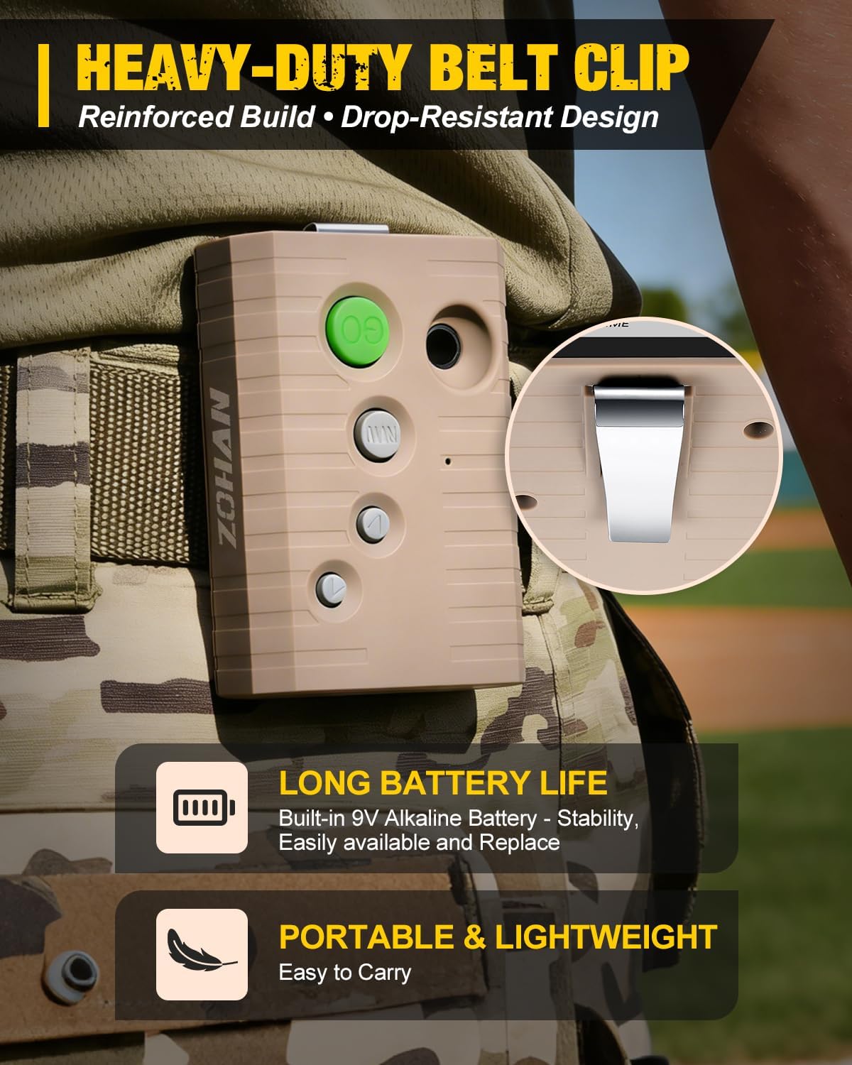 ZOHAN Professional Shot Timer for Shooting Competition, 0.01s Match Grade Sensitivity, High Visibility LCD, 4 Modes, Extra Loud Beeper, Heavy Duty Belt Clip – Tactical Grey