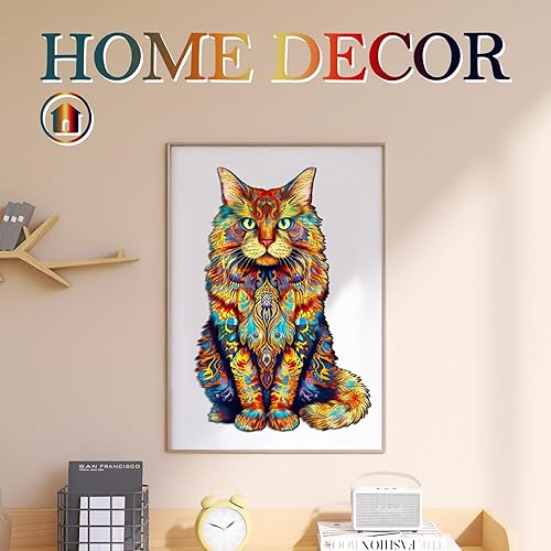 Miniatura 3 de KAAYEE Rompecabezas de madera para adultos, rompecabezas de madera con forma única avanzada de madera Maine Coon para adultos, rompecabezas