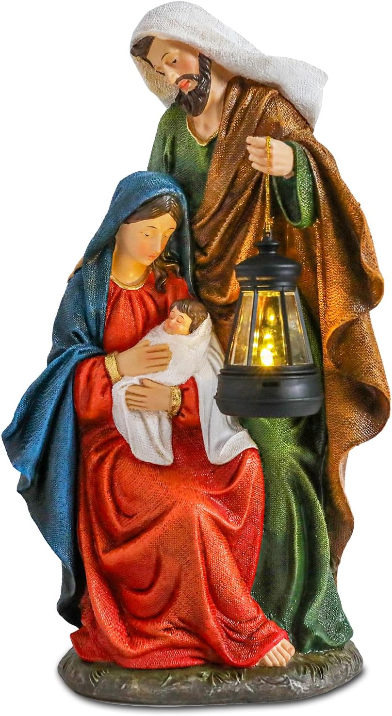 Christmas Village 12.2 Inch Nativity Sets Figurine Nativity Scene Interior Display Figurines Decorations Room Tabletop Indoor Decor