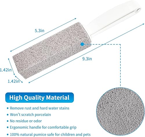 Miniatura 2 de 4TH Piedra pómez para limpieza de inodoros con asa, elimina poderosamente las manchas, anillos de agua dura, acumulación de calcio, hierro y óxido,