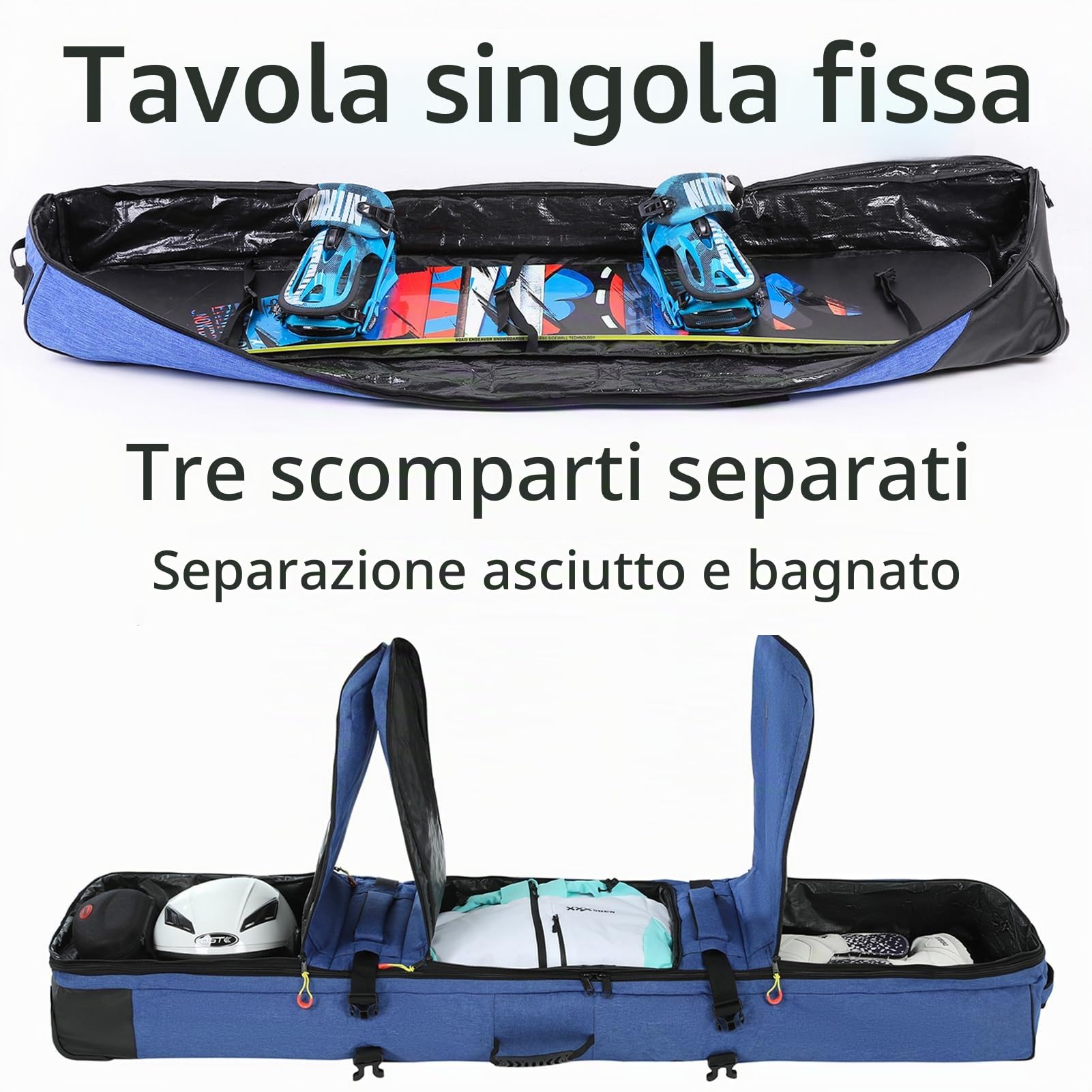 90L Borsa Da Snowboard Sci Ski Bag Con Ruote Impermeabile Pieghevole Sacca Tavola Snowboard Leggero Borsone Da Viaggio Tende Pesca Uomini Donne Pesca