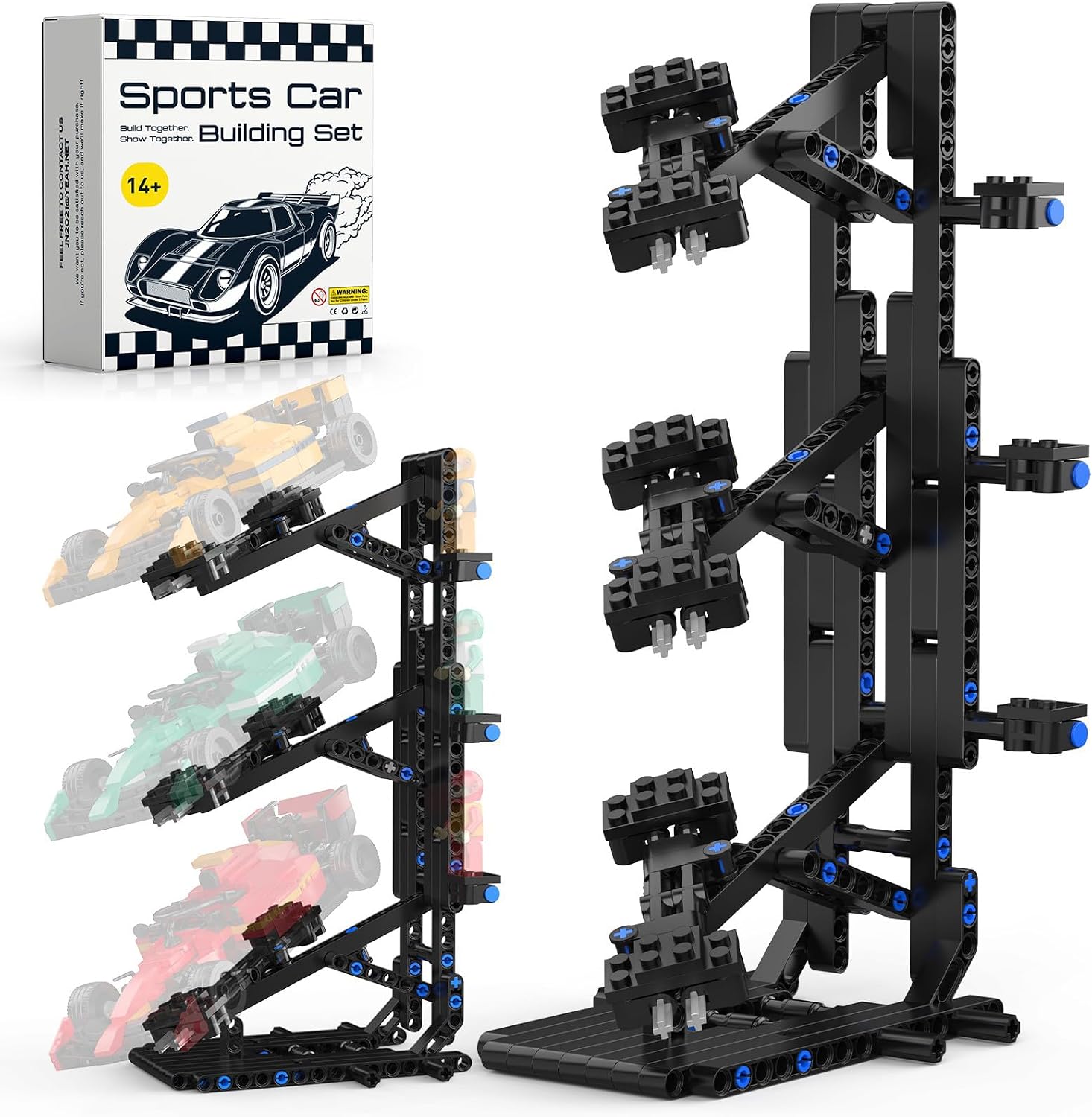 Display Stand for Lego Speed Champions Formula Race Car, 1 Pack 3-Layer Stand Building Set Holds 3 Cars & Drivers, Compatible with 66802, 77242–77251 and 8-Stud Cars Sets