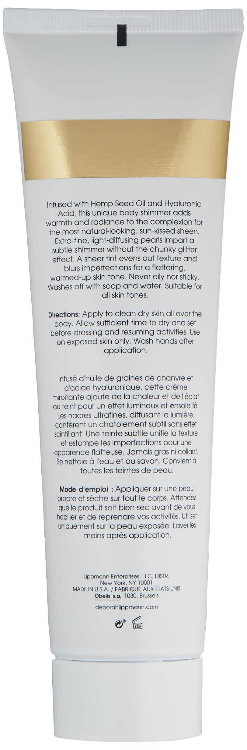 Deborah Lippmann Rich Girl Hydrating Body Shimmer |Highlighter | Body Glow | Luminizer | Illuminating Lotion with Hemp Seed Oil & Hyaluronic Acid, 5oz