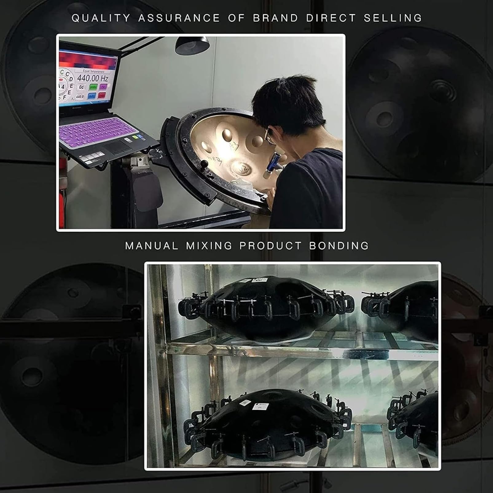 Handpan 9 tonów 440 Hz, 56 cm instrument ręczny dla początkujących, ręcznie robiony instrument harmoniczny D-moll, idealny do uzdrawiania dźwiękiem, osobistej medytacji, jogi, ze stojakiem na rękę,