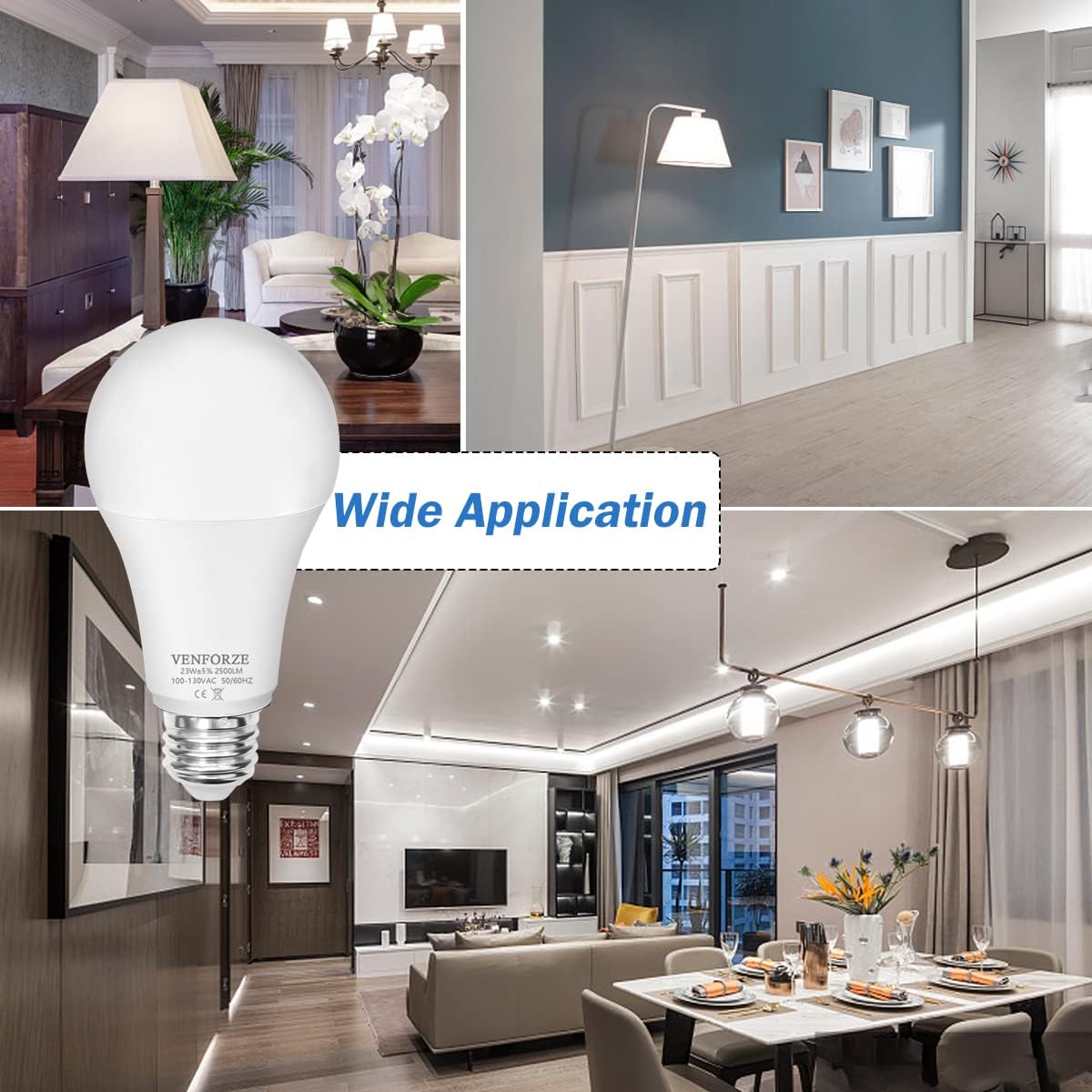 Venforze Bright Light Bulb,150w-200w Equivalent 2500LM E26 Led Bulb 23W Cool White 4000K A21 Led Light Bulb Non-Dimmable 2-Pack