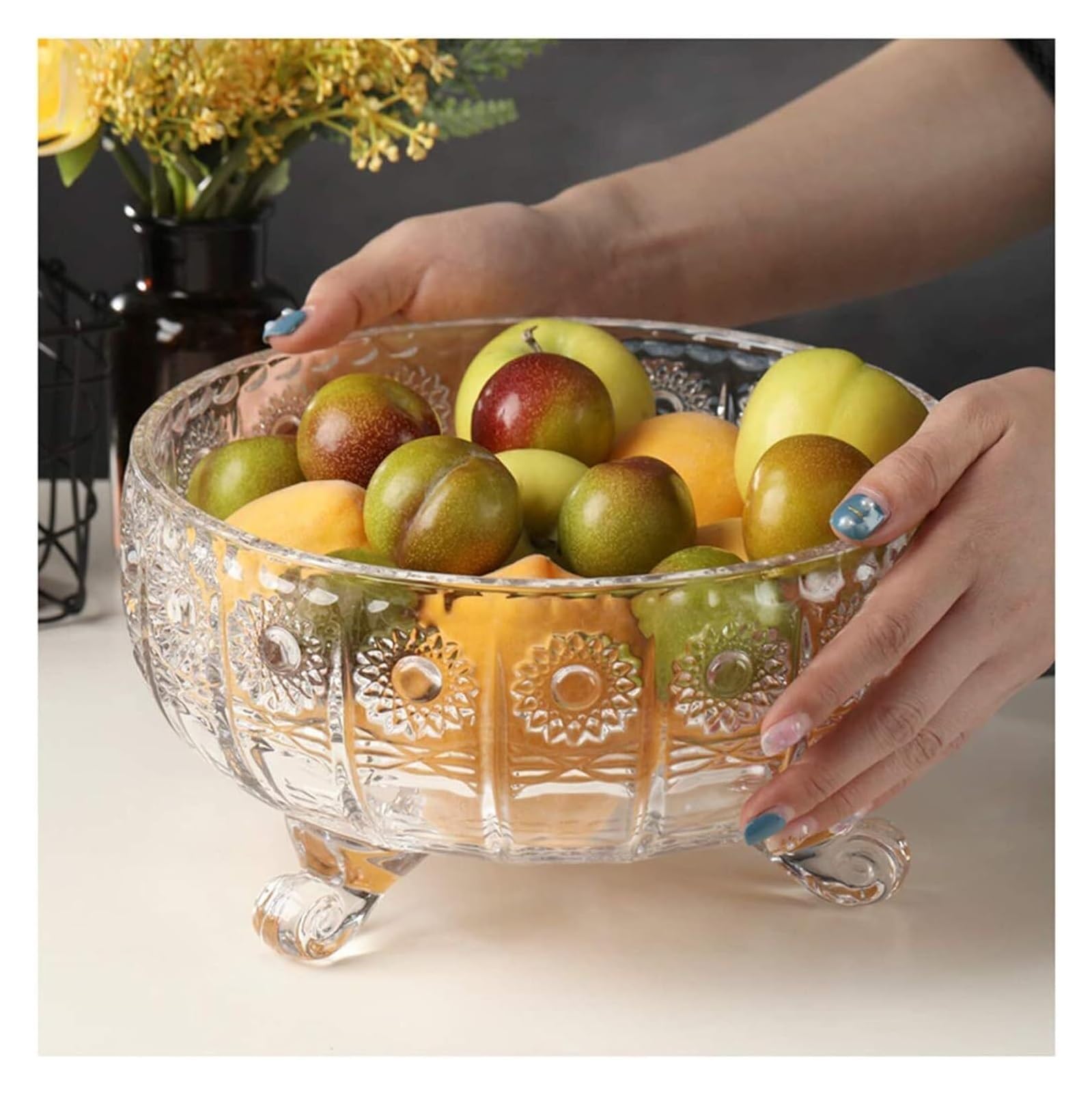 Assiette de fruits ronde et panier à légumes de table
