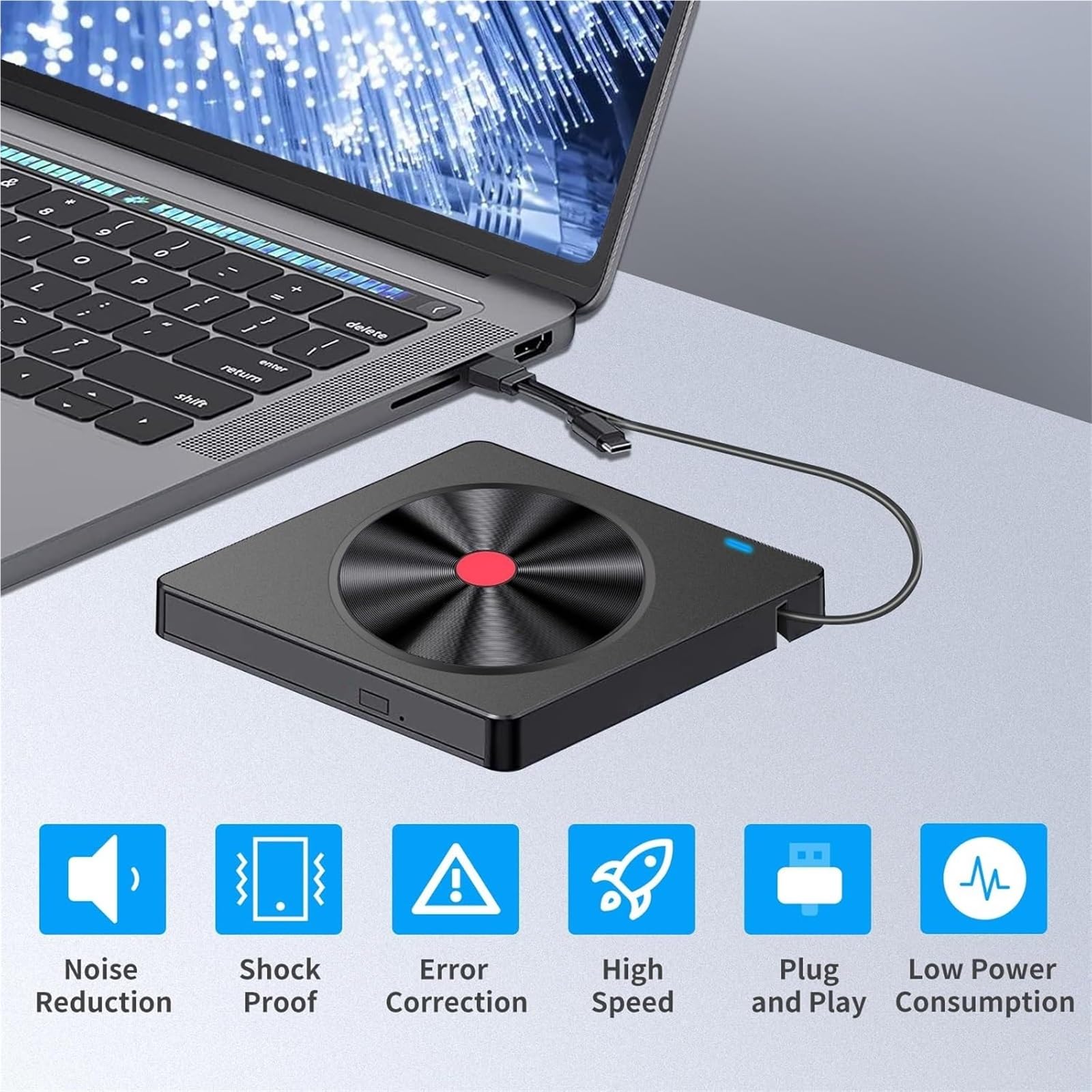 unità Blu-Ray Esterna 5 in 1, Lettore Ottico USB Portatile Sottile, Lettore CD/Dvd