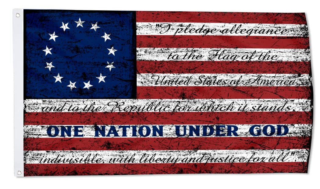 One Nation Under God Home Flag United We Stand Vintage American Flag Banner Outdoor Indoor Decoration Flag 3x5Feet Double Stitched Polyester with Brass Grommets (Stars)