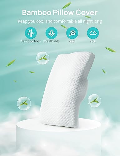 Miniatura 4 de Almohada de espuma viscoelástica almohadas de cuello para aliviar el dolor de dormir con funda de bambú almohadas cervicales para dormir de lado