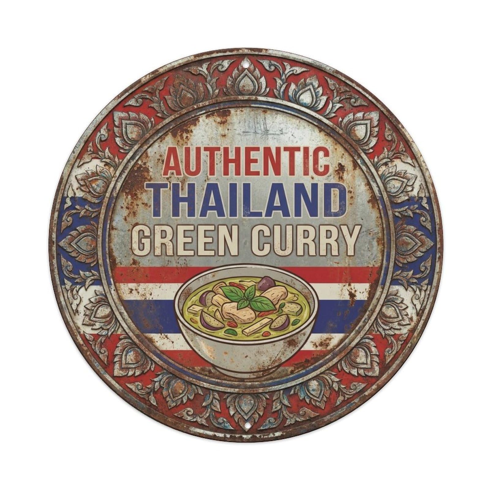 Thailand Travel Green Curry Thai Spiced Entree Cuisine Metal Tin Sign