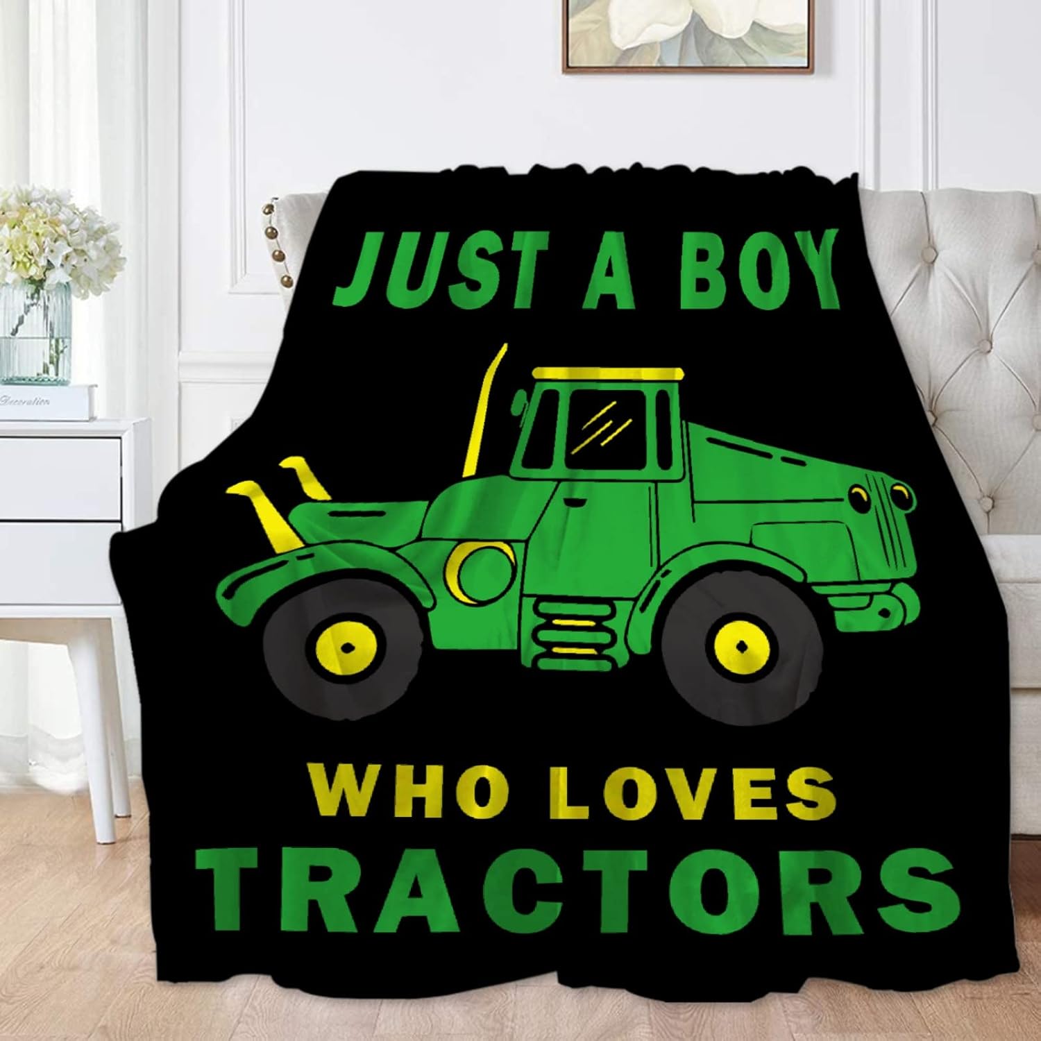 Just A Boy Who Loves Tractors Blanket Tractors Throw