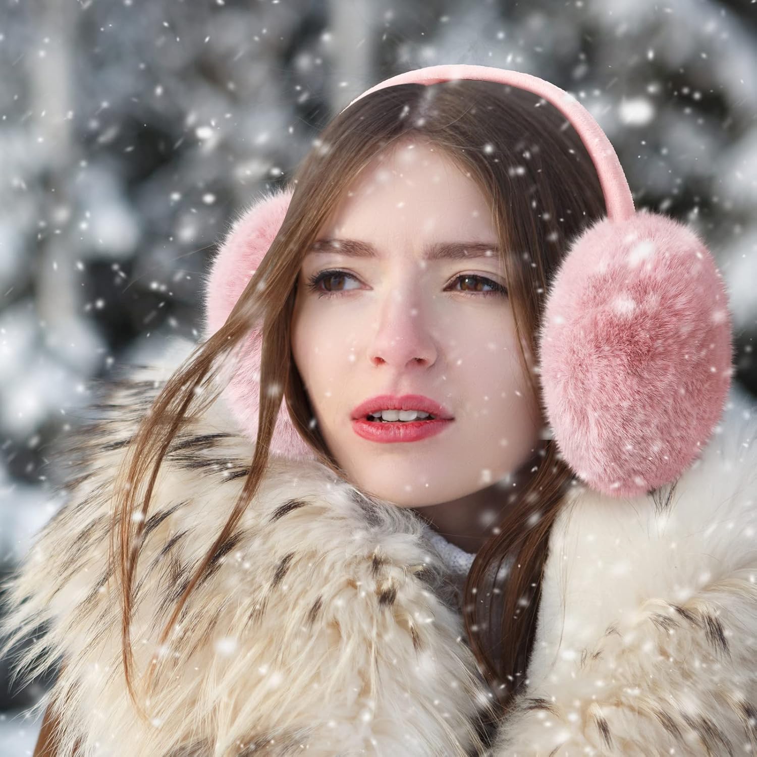 Geyoga 4 Pcs Women Winter Ear Muffs Cute Faux Fur Warm Earmuffs Covers Foldable Winter Women Furry Earmuffs Girl Ear Warmers - Image 6