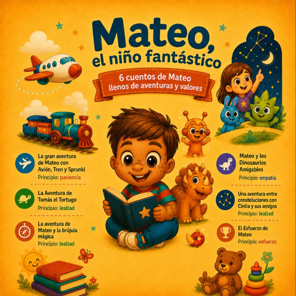 Mateo, el niño fantástico - cuentos infantiles ilustrados: 6 cuentos infantiles sobre amistad, empatía, paciencia, esfuerzo y lealtad