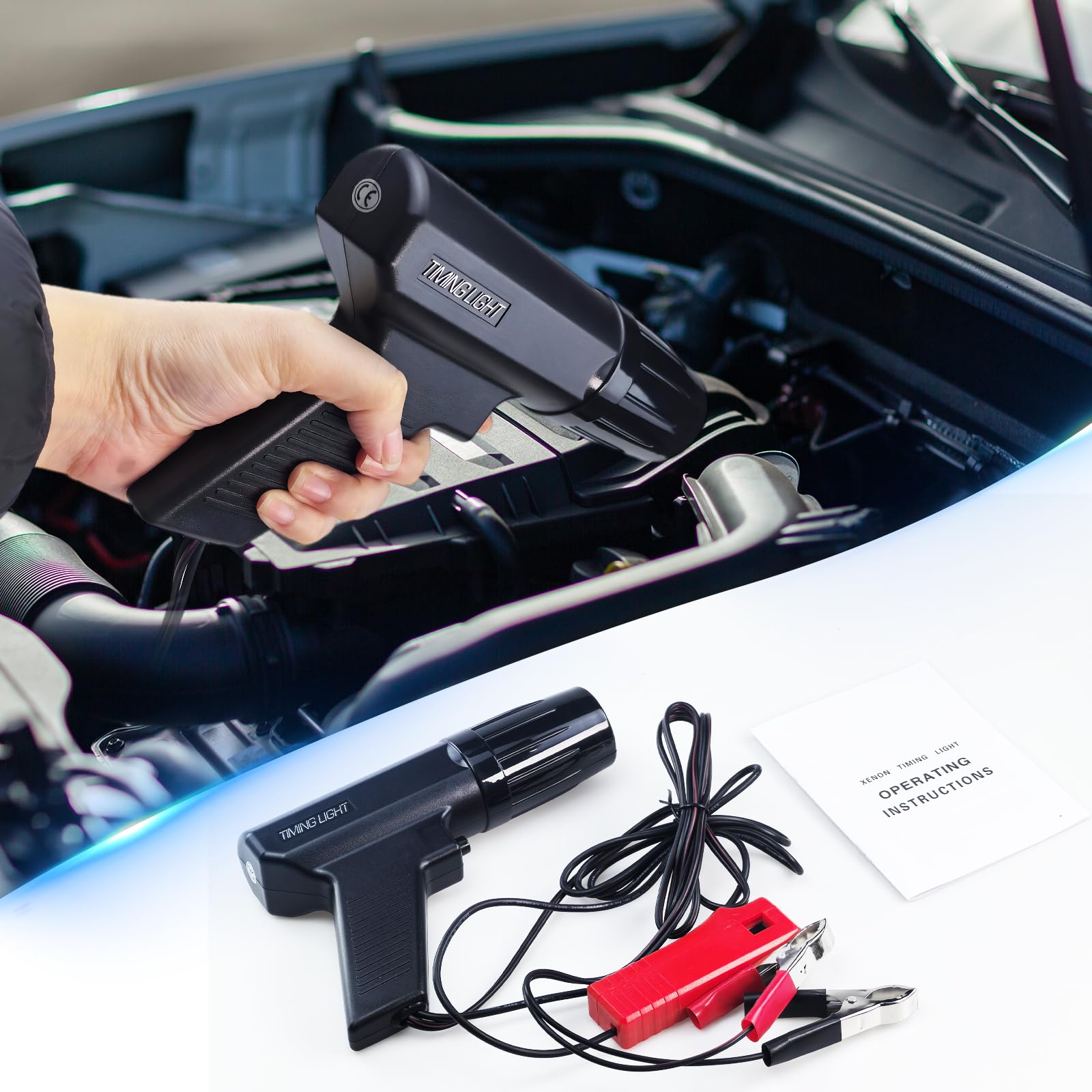 Lámpara estroboscópica de pistola de luz de encendido, pistola de sincronización de encendido del motor, pistola de luz de encendido inductiva, sincronización para automóvil/motocicleta/barco marino