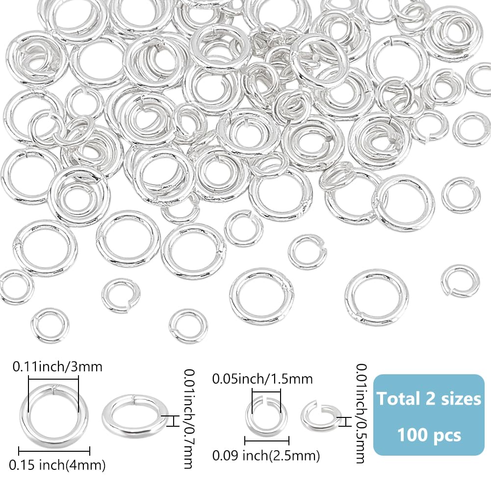 PH PandaHall 925er Sterlingsilber Biegeringe, 4 Mm, Offen – 200 Stück Für DIY-Schmuck