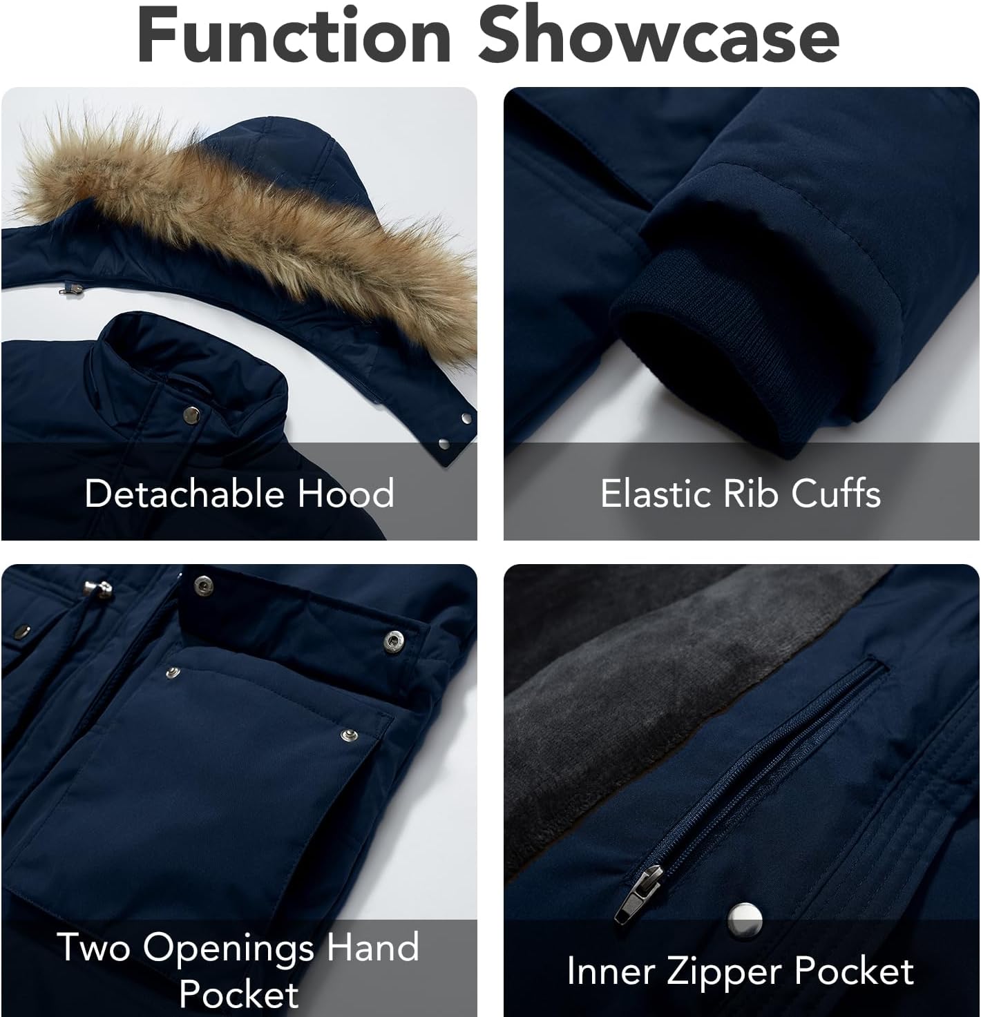 Garemcy Women's Winter Coat Water Repellent Long Puffer Jacket Warm Parka with Detachable Fur-trim Hood - Image 5