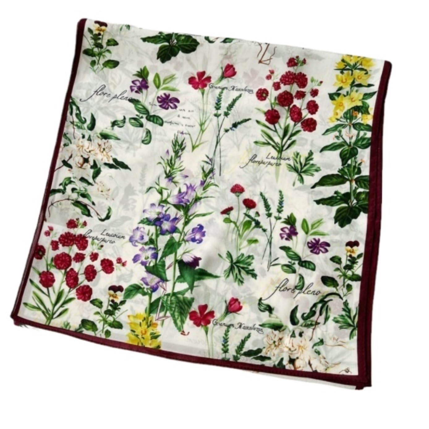 Bufanda Versátil Bufandas De Seda Morera para Mujer Bufanda Satén con Estampado Floral Envolturas para El Cabello Mantón Pañuelo Suaves