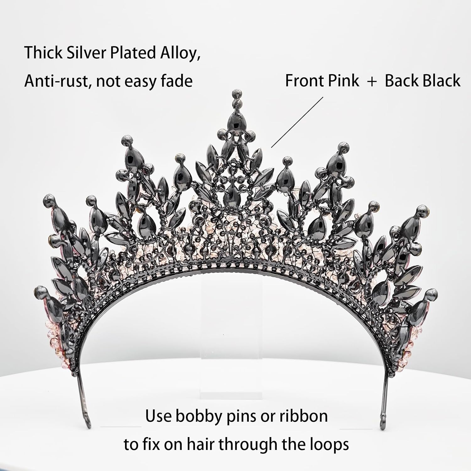 Large Tiaras and Crowns for Women Crystal Tall Pageant Crowns Rhinestone Royal Queen Headband Princess Quinceanera Headpieces for Wedding Birthday Prom Party Costume Cosplay - Image 4