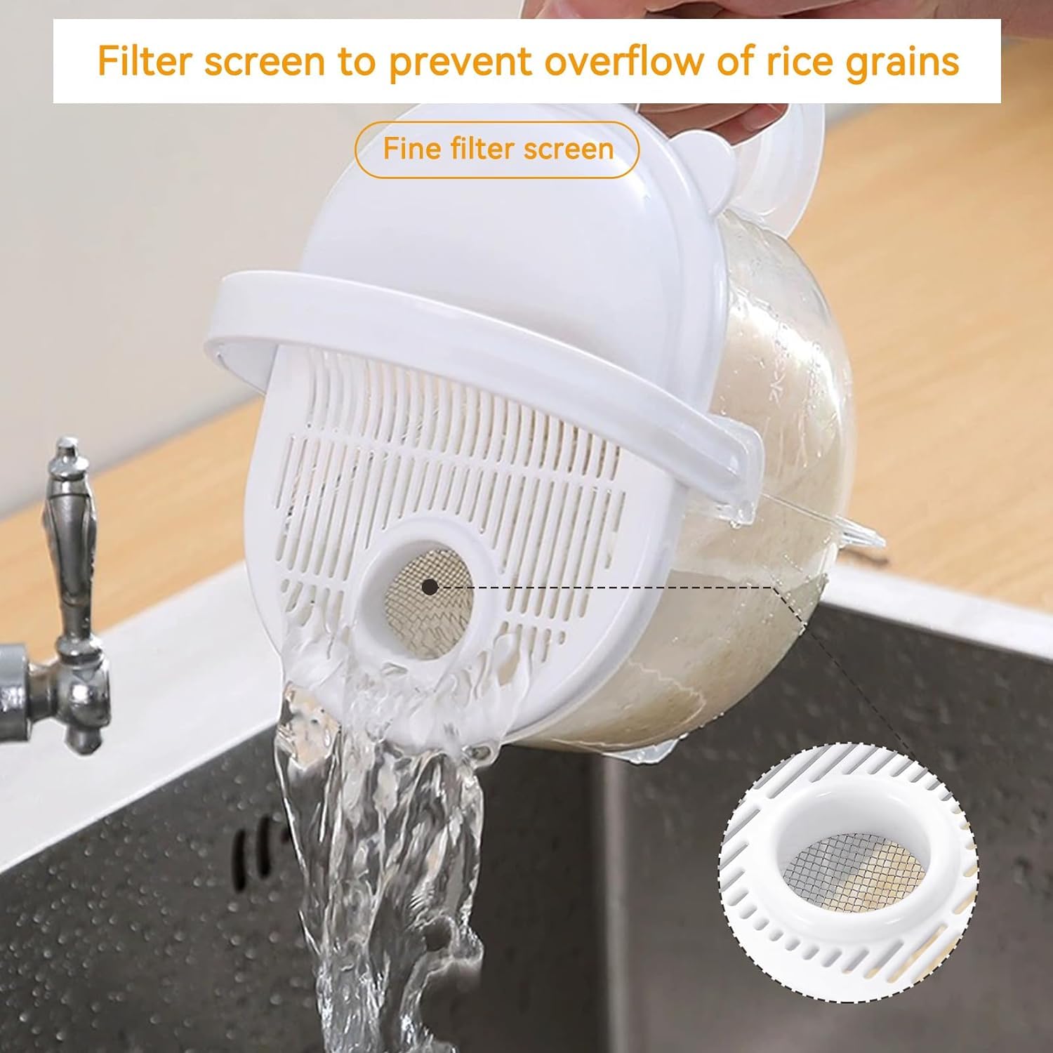 Bol Lavage Riz Lwuey | Passoire Réutilisable Pour Riz, Légumes, Fruits | Pratique Et Malin