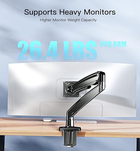 Miniatura 3 de Brazo de monitor HUANUO resistente para pantallas ultraanchas/curvas de 40 pulgadas, soporte de monitor ajustable de movimiento completo con
