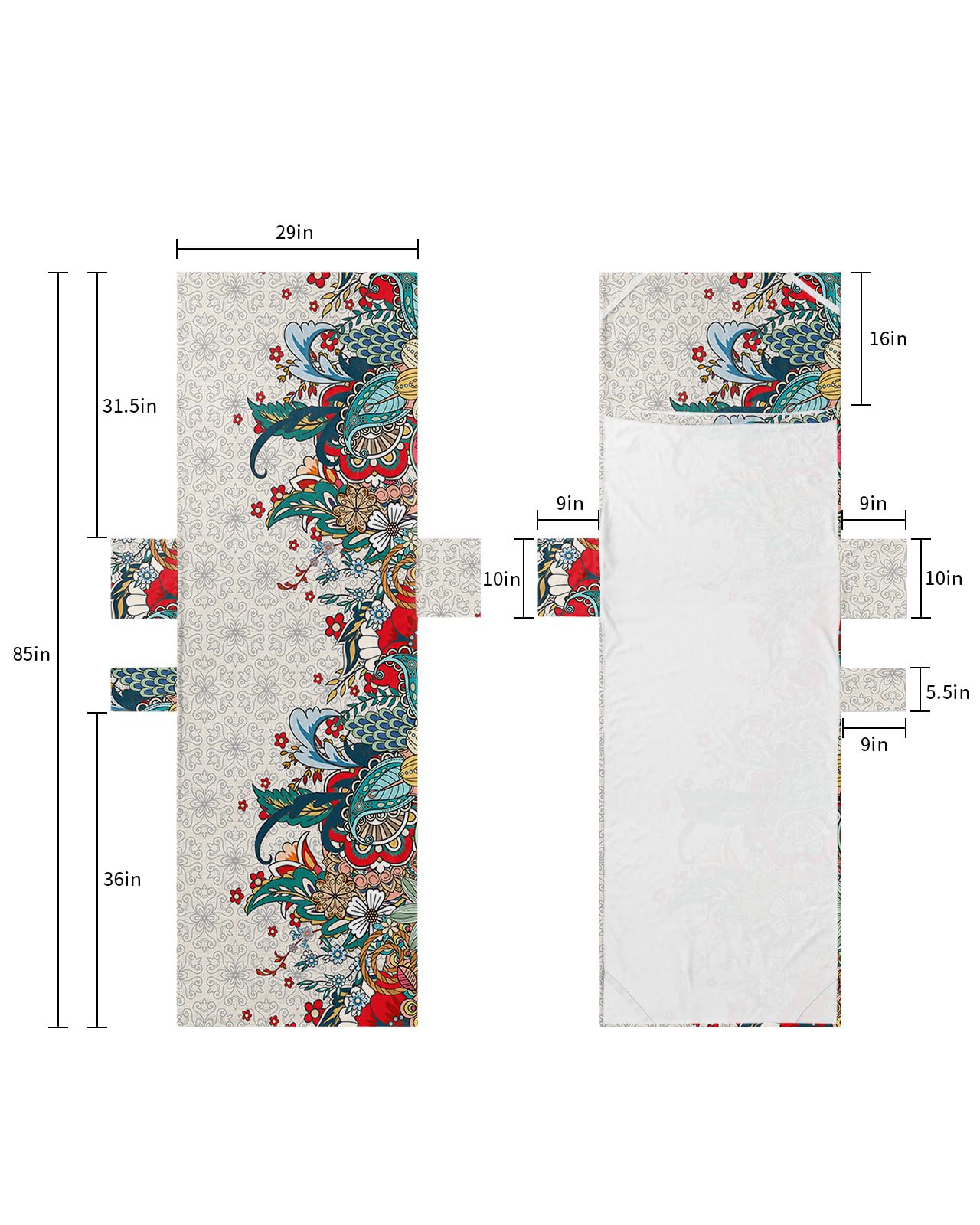 Boho Flowers Beach Lounge Chair Towel Cover, Soft Chaise Lounge Towel with Side Pockets Patio Pool Chairs Cover for Beach/Pool Sunbathing 29x85 Modern Geometric Abstract Botanical Rustic