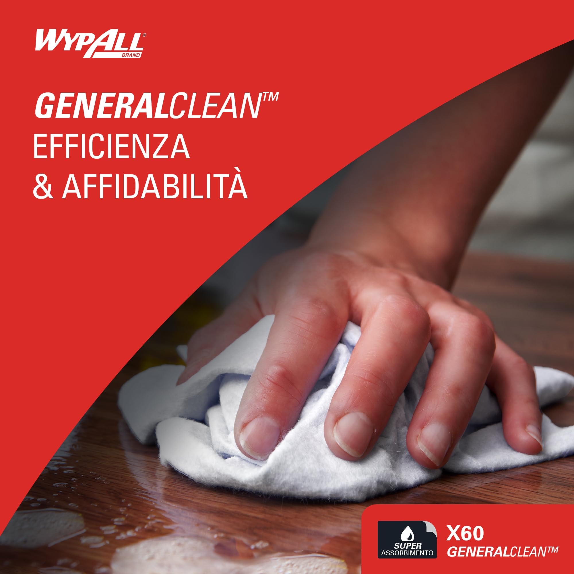 WypAll X60 Panni Industriali Multiuso 6035, Salviette Resistenti e Riutilizzabili, Alta Assorbenza, Tecnologia Hydroknit, 1 Box BRAG da 200 Panni Bianchi