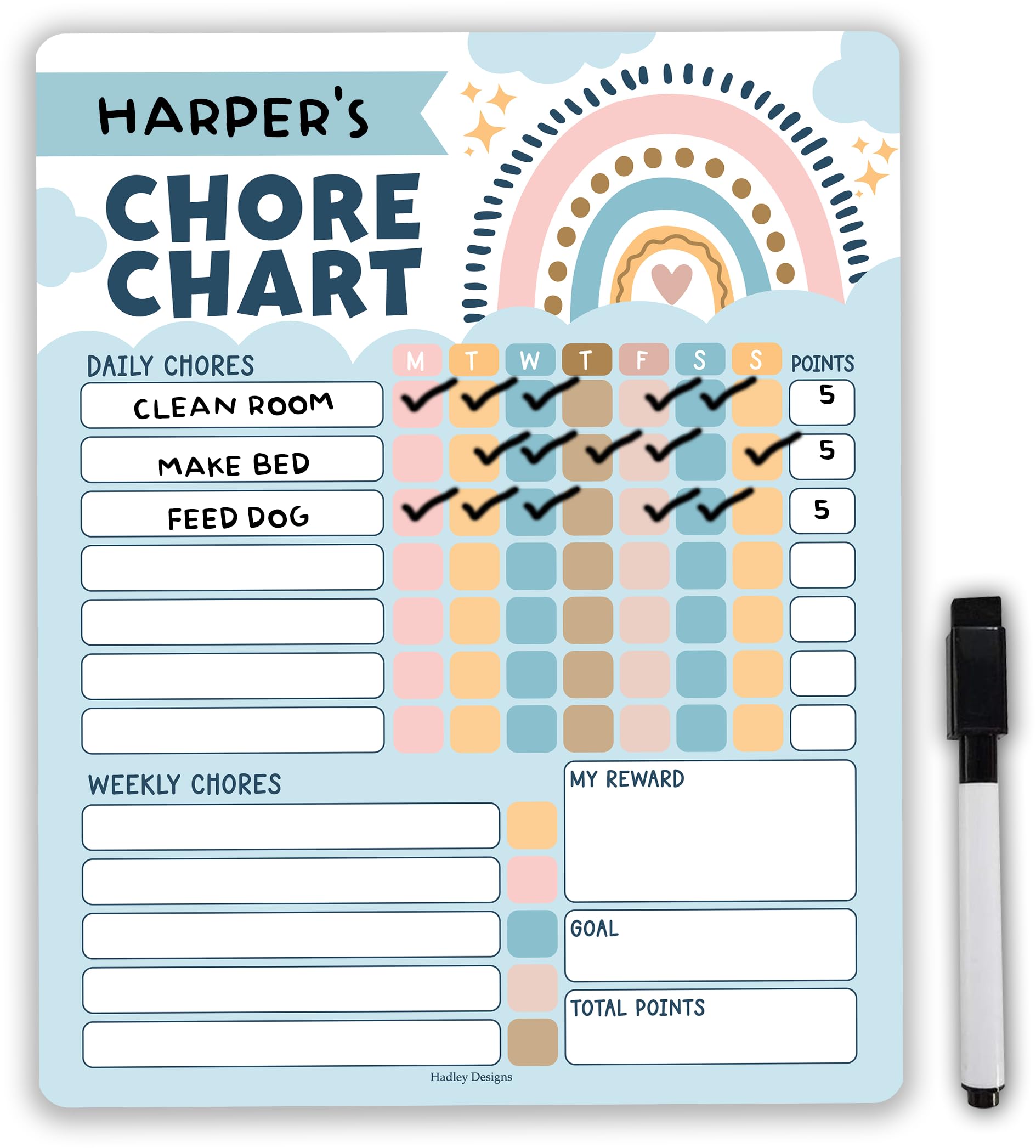 Magnetic Chore Chart for Kids Dry Erase Reward Chart for Home and Classroom