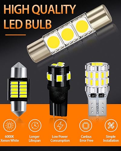 Miniatura 2 de Paquete de bombillas LED blancas compatibles con Honda Accord 2003 2004 2005 2006 2007 2008 2009 2010 2011 2012 Luz interior de mapa + luz de