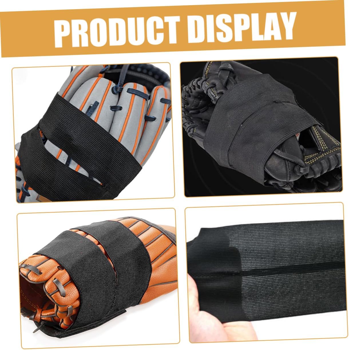 4pcs Baseball Glove Wrap Catcher Glove Wrap for Softball Elastic and Sticky Strap