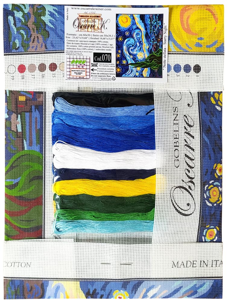 Oscarre K. gobelins Kit Mezzo Punto Croce Completo cm 60x50 (ricamo finito cm 50x39) Notte Stellata