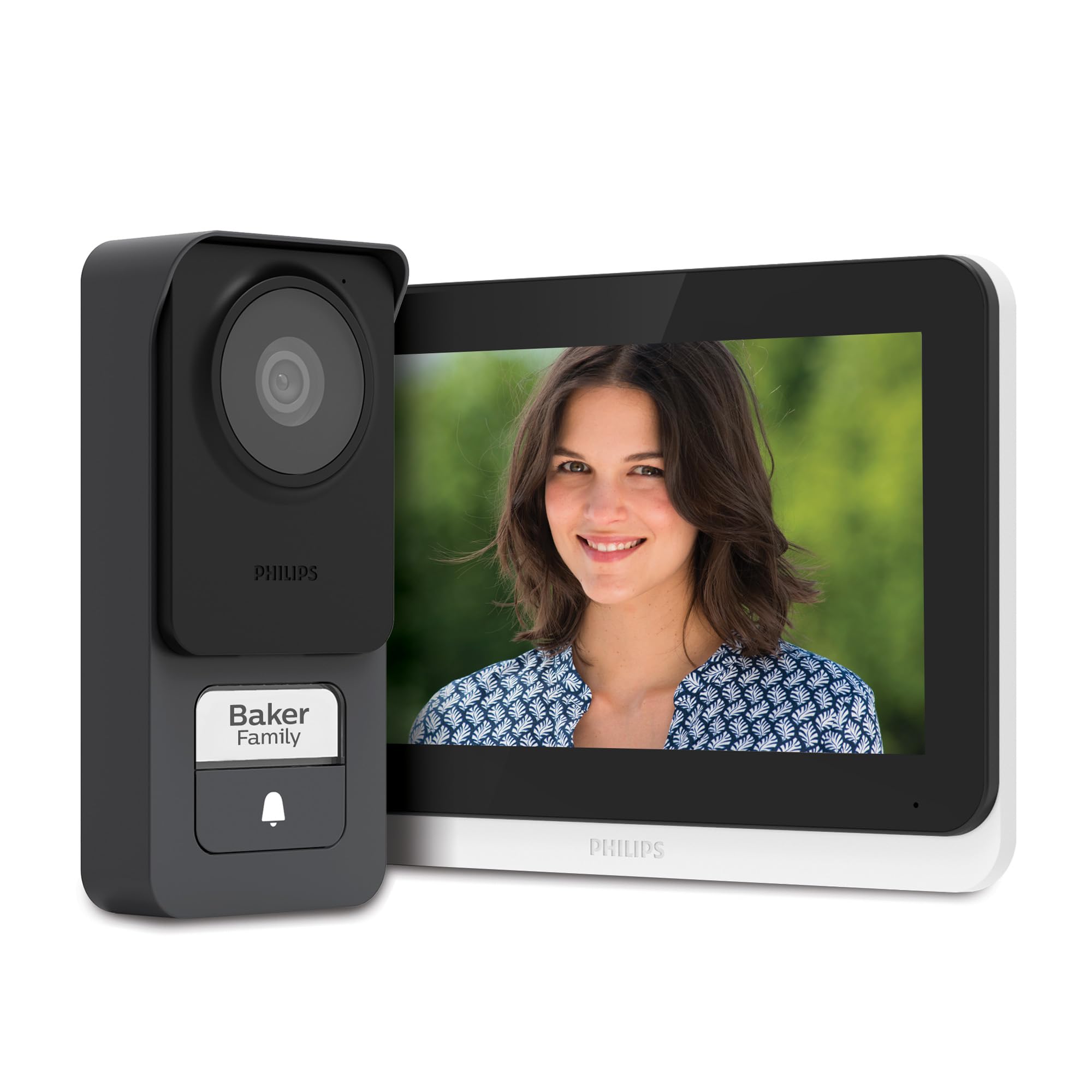 Philips Videoportero 2 Hilos, Pantalla Táctil, Interfono, Cámara y RFID | Hasta 120 m, cámara 2 MP de 110°, visión nocturna, 2 tarjetas incluidas, Door Check y control de portillo y portón; IP55.