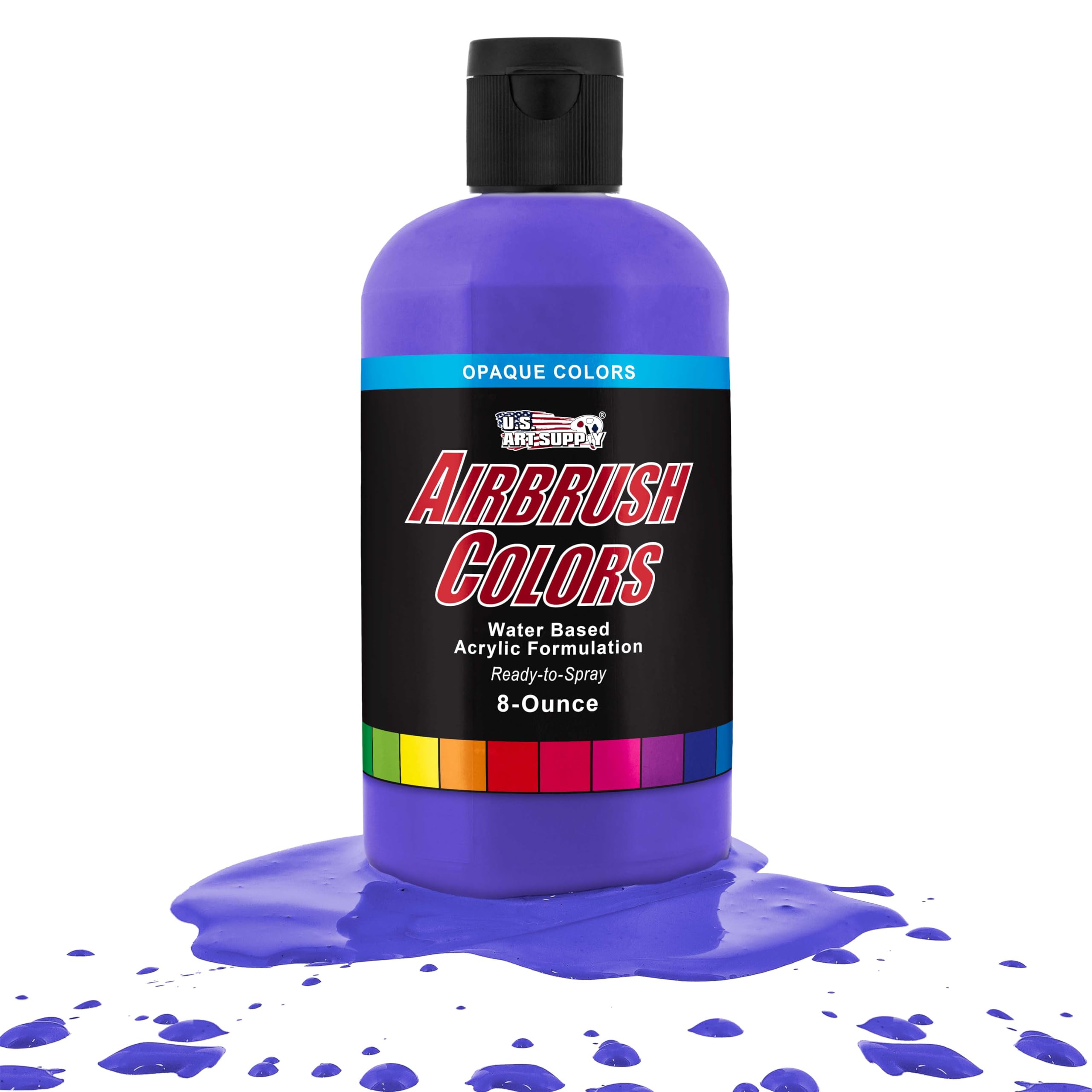 U.S. Art Supply Ready to Spray Saffire Blue Opaque Airbrush Paint - 8oz Bottle, Professional Grade Non-Toxic Water-Based Colors for Vibrant & Permanent Results