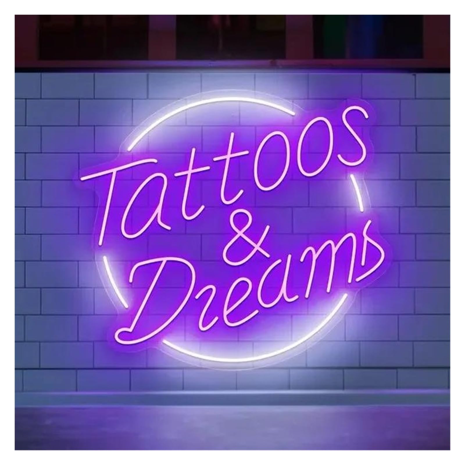 RONGCH Hanging Art Neon Signs Tattoos and Dreams Neon Sign Tattoo Studio LED Light Shop Storefront Wall Art Decor 45cm(E)