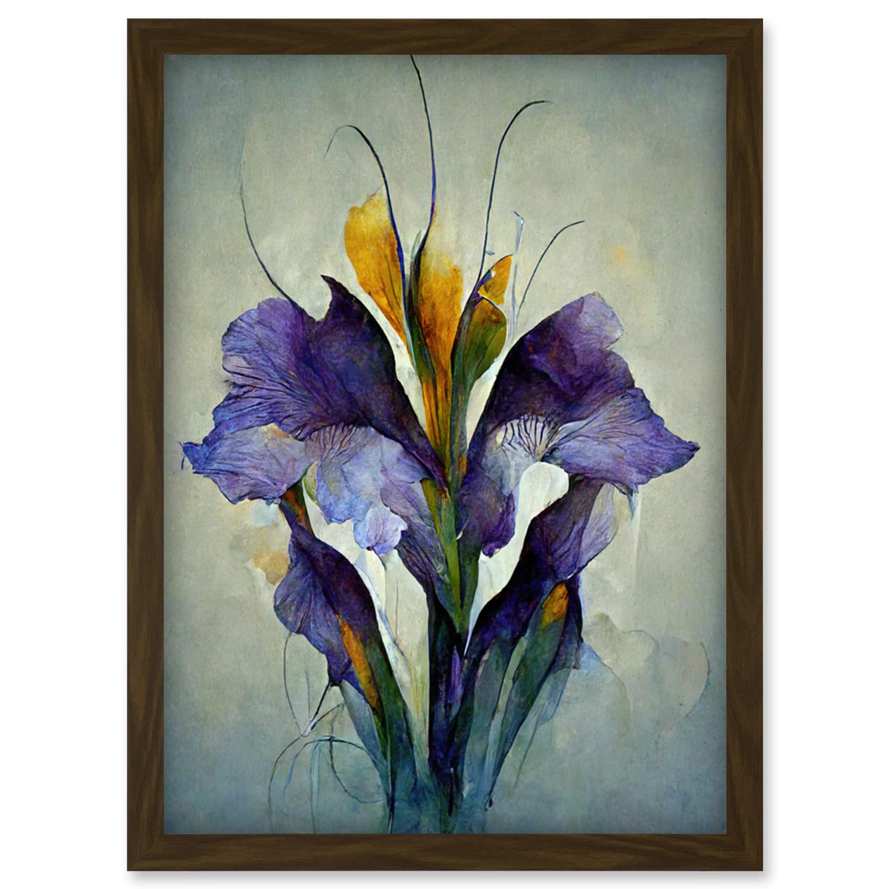 Doppelganger33 LTD Iris Bouquet Modern Watercolour Artwork Framed Wall Art Print A4