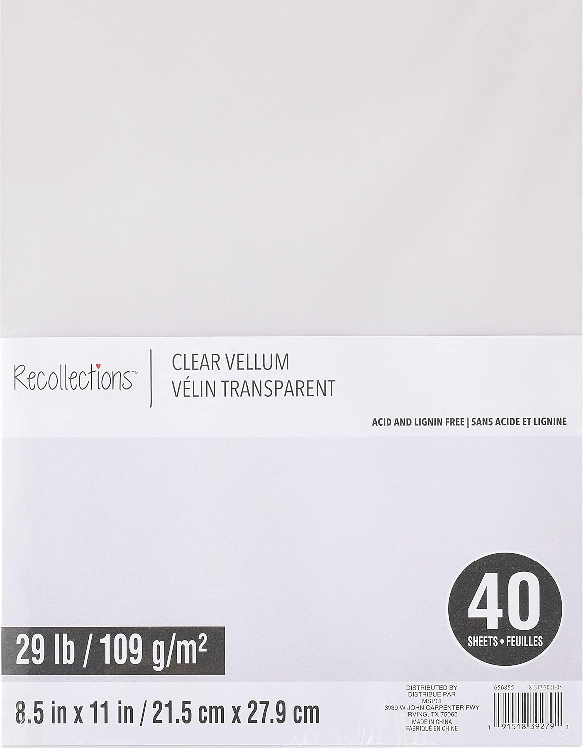 Recollections Clear 8.5" x 11" Vellum Paper, 12 Packs: 40 ct. (480 Total)